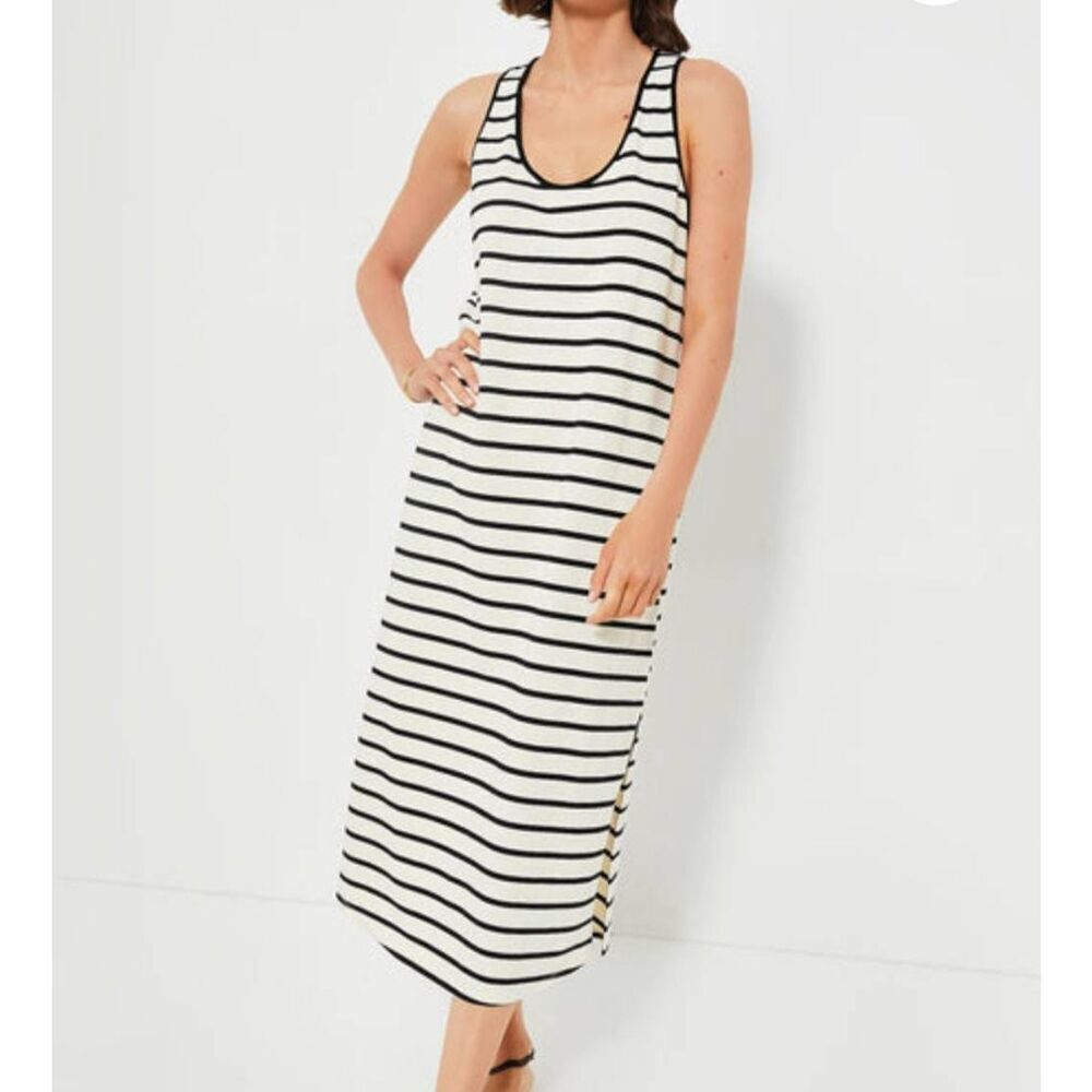 Tuckernuck Pomander Place Black Stripe Jax Maxi Dress sz Medium